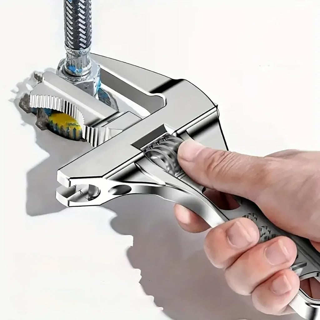 Super Large Opening Bathroom Wrench – Heavy Duty Short Handle Live End Faucet Wrench – Multi-Functional Pipe Wrench Tool for Water Faucet, Air Conditioner, Plumbing & Installation – Adjustable Spanner for Maintenance, Repair, and DIY Projects