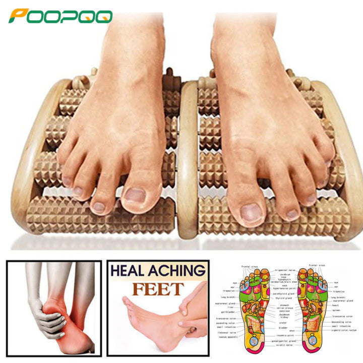 Premium Wooden Foot Massage Roller – Reflexology Foot Therapy Massager for Pain Relief & Relaxation | Natural Acupressure Wooden Roller for Foot and Leg Massage, Stress Buster, Improves Blood Circulation & Overall Health Care Device