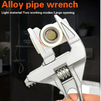 Super Large Opening Bathroom Wrench – Heavy Duty Short Handle Live End Faucet Wrench – Multi-Functional Pipe Wrench Tool for Water Faucet, Air Conditioner, Plumbing & Installation – Adjustable Spanner for Maintenance, Repair, and DIY Projects