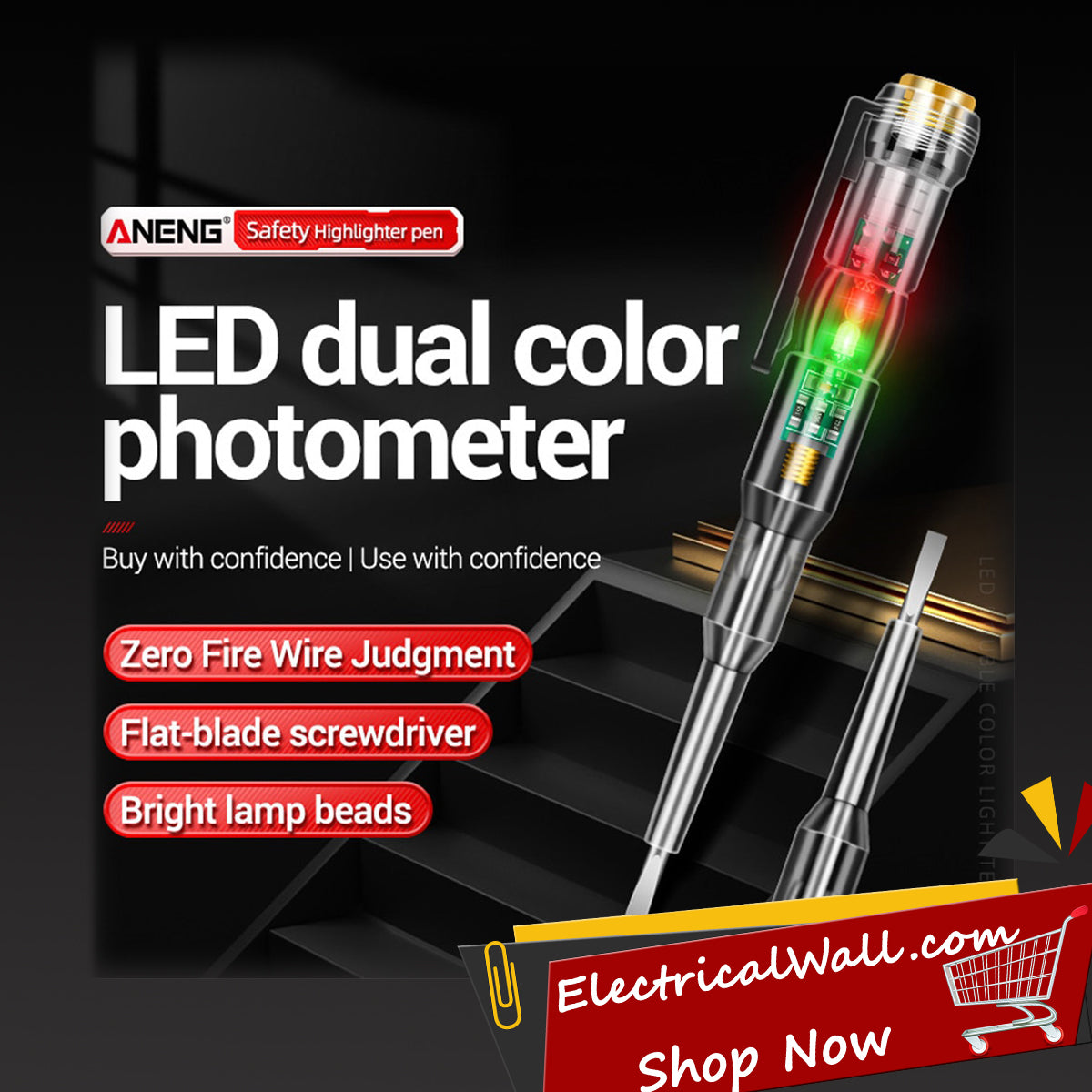 Intelligent LED Photometer Test Pen Voltage Detector Voltmeter 24-250V Circuit Tester Electric Screwdriver Indicator