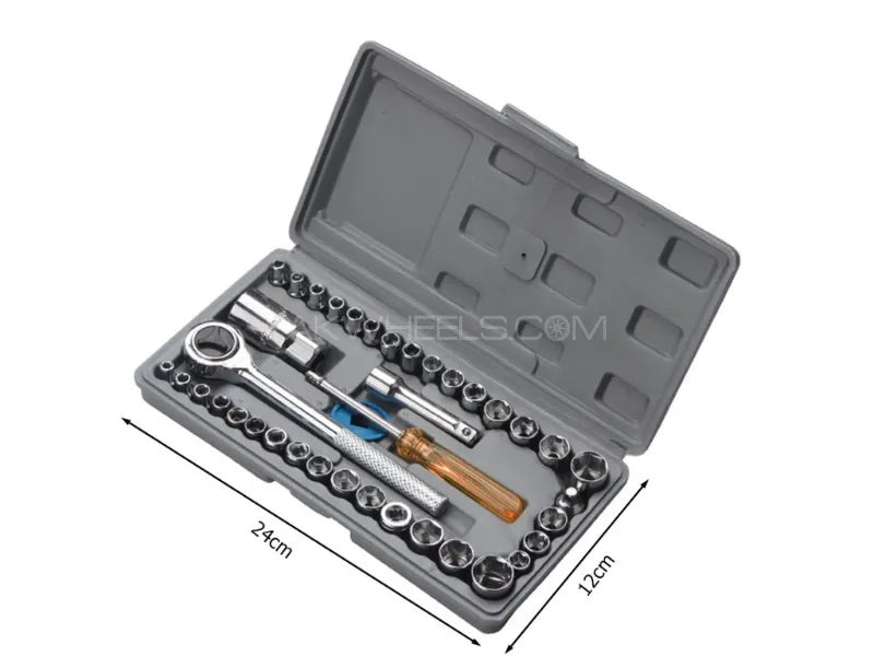 Original Aiwa 40 Piece Toolkit Tool kit Combination Socket Ratchet Wrench Set Tool Kit Toolkit Goti Set Ring Spanner Pana Set Screw Driver Bit Set Hand Toolkit Tools Kit Car Bike Cycle Repairing Hand Tool kit Toolkit Set Screwdriver Toolkit Drill Machine