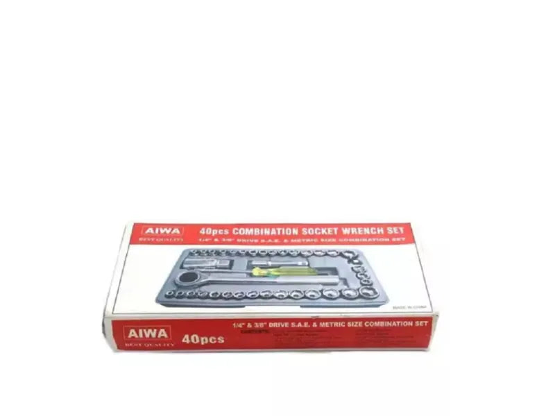 Original Aiwa 40 Piece Toolkit Tool kit Combination Socket Ratchet Wrench Set Tool Kit Toolkit Goti Set Ring Spanner Pana Set Screw Driver Bit Set Hand Toolkit Tools Kit Car Bike Cycle Repairing Hand Tool kit Toolkit Set Screwdriver Toolkit Drill Machine