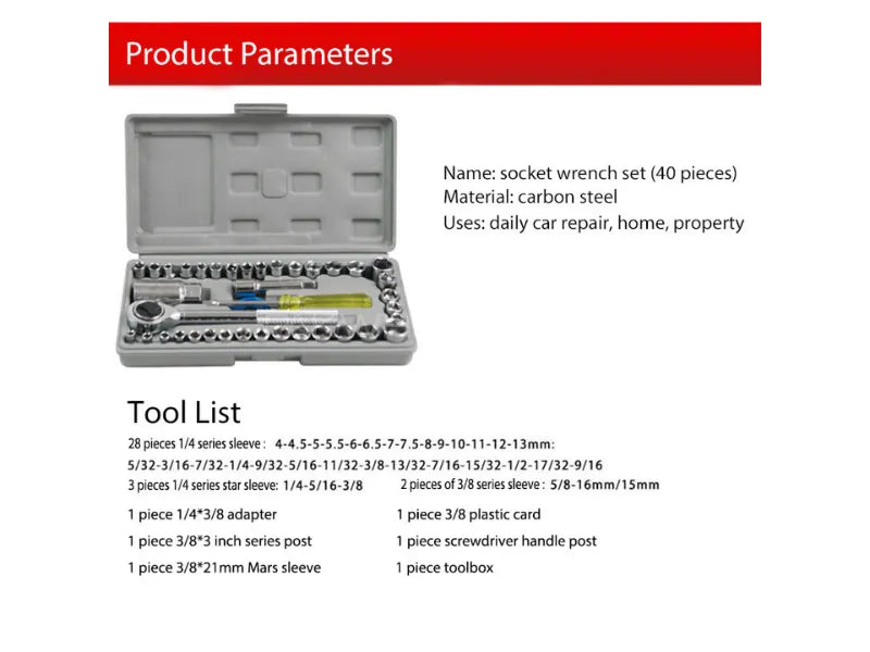 Original Aiwa 40 Piece Toolkit Tool kit Combination Socket Ratchet Wrench Set Tool Kit Toolkit Goti Set Ring Spanner Pana Set Screw Driver Bit Set Hand Toolkit Tools Kit Car Bike Cycle Repairing Hand Tool kit Toolkit Set Screwdriver Toolkit Drill Machine