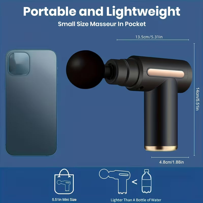 Multifunctional portable fascia gun, electric massager, USB charging port, 6-speed adjustment + 8 replaceable massage heads, suitable for muscle relaxation after exercise and fitness, a Christmas or Halloween gift for family, friends, and classmates